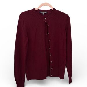 Brooks Brothers Extra Fine Merino Wool Cardigan Maroon Deep Red Medium NWOT